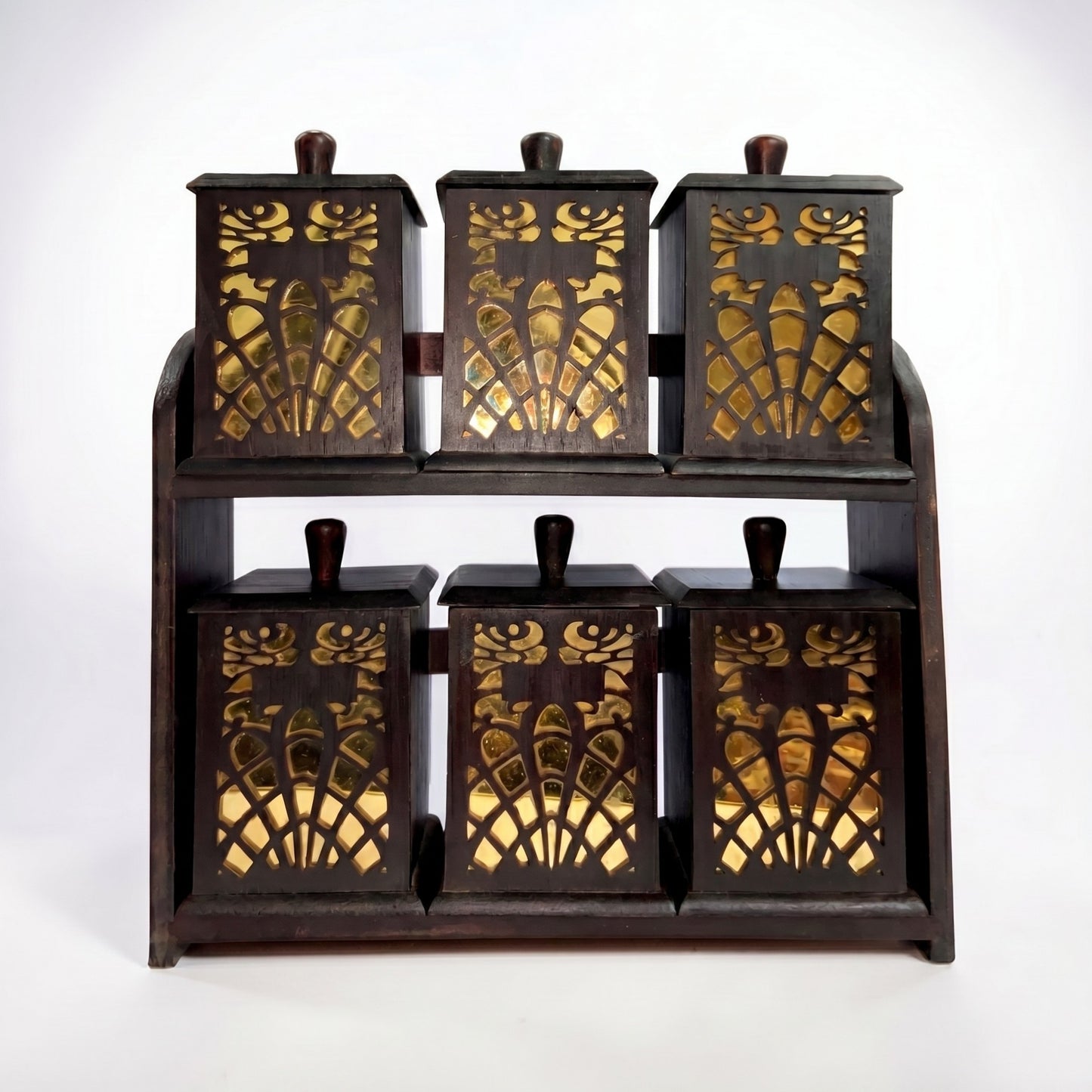 The Vista Glass & Wood Masala Set