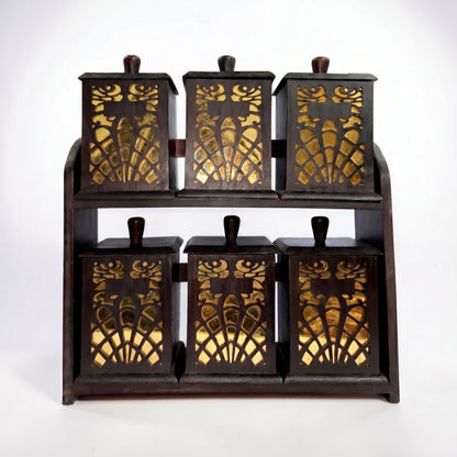 The Vista Glass & Wood Masala Set